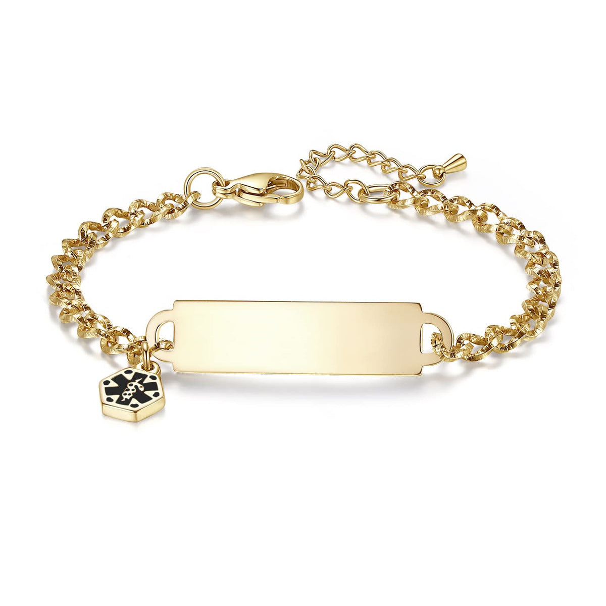 Wholesale stainless steel bends medical logo ID DIY bracelet