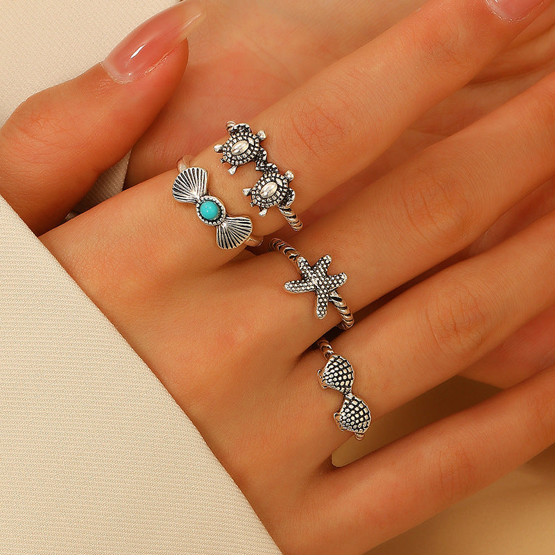 Wholesale Vintage Ring Turtle Sea Star Ring