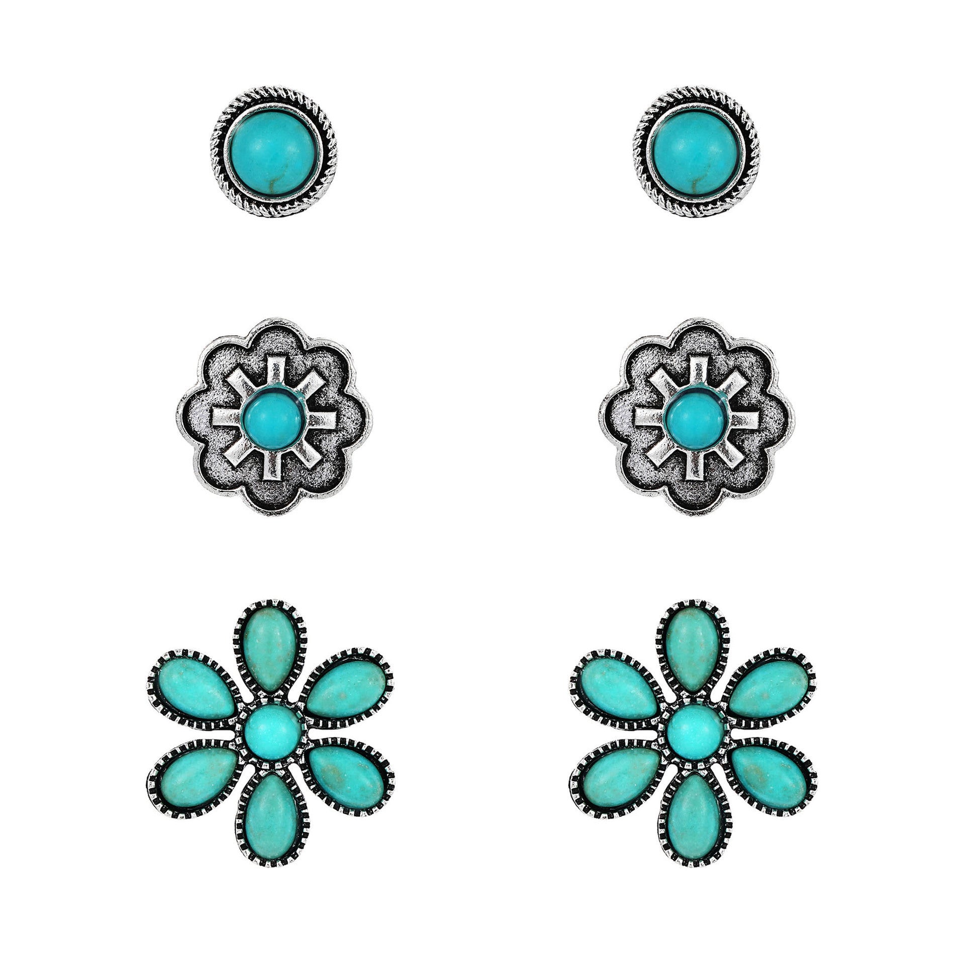 Wholesale Bohemian Turquoise Earrings Set 5 Pairs Jewelry Accessory Boutique Resale