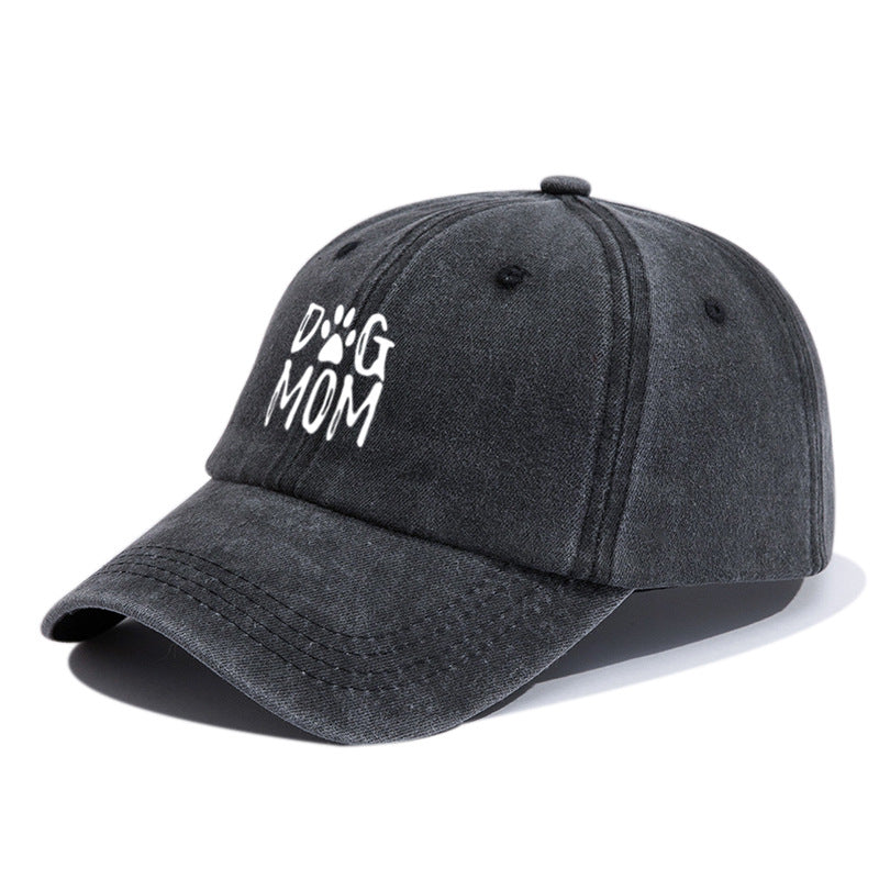 Wholesale Distressed Washed DOG MOM Printed Cotton Baseball Cap Hat Mother's Day ACC-HT-BenDe006