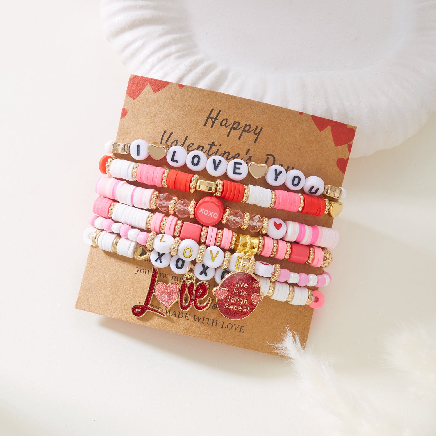 Wholesale Valentine' s Day Elastic Multi-Layered  Bracelet