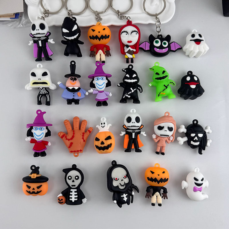 Wholesale 3D PVC Cartoon Pumpkin Pendant Keychain  Decorative Accessory