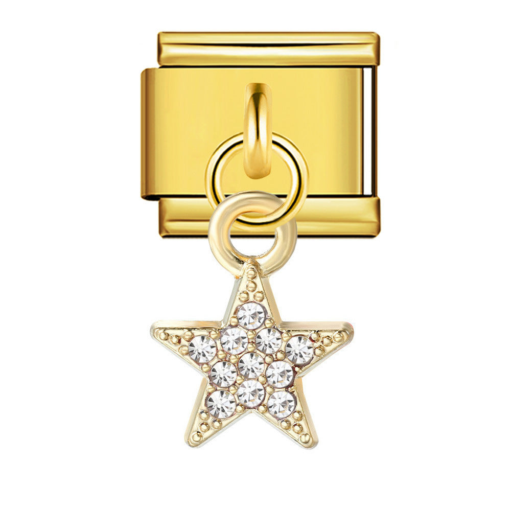 Wholesale  Italian Charm Bracelet 9mm DIY Star and Moon series  Creative Stainless Steel Composable Bracelet