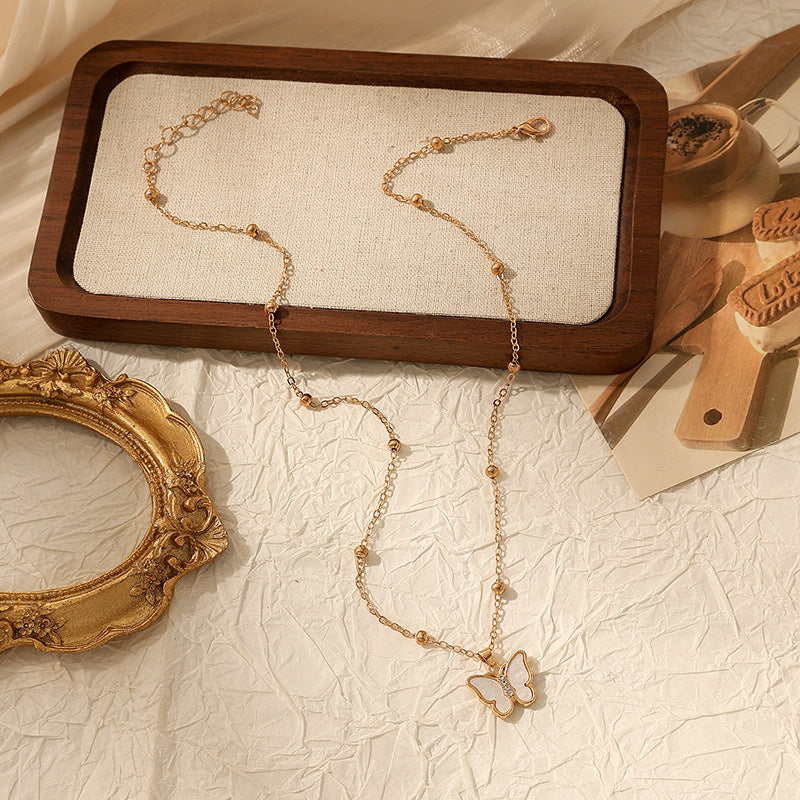 Wholesale Butterfly Flash Diamond Necklace Clavicle Chain