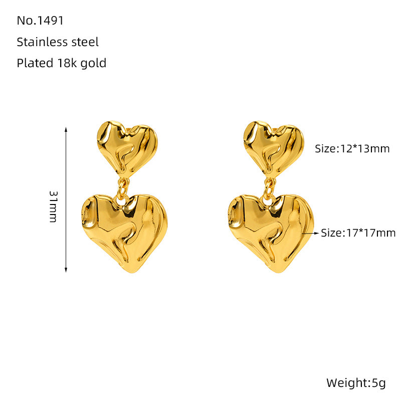 Wholesale  stainless steel plated 18K love earrings