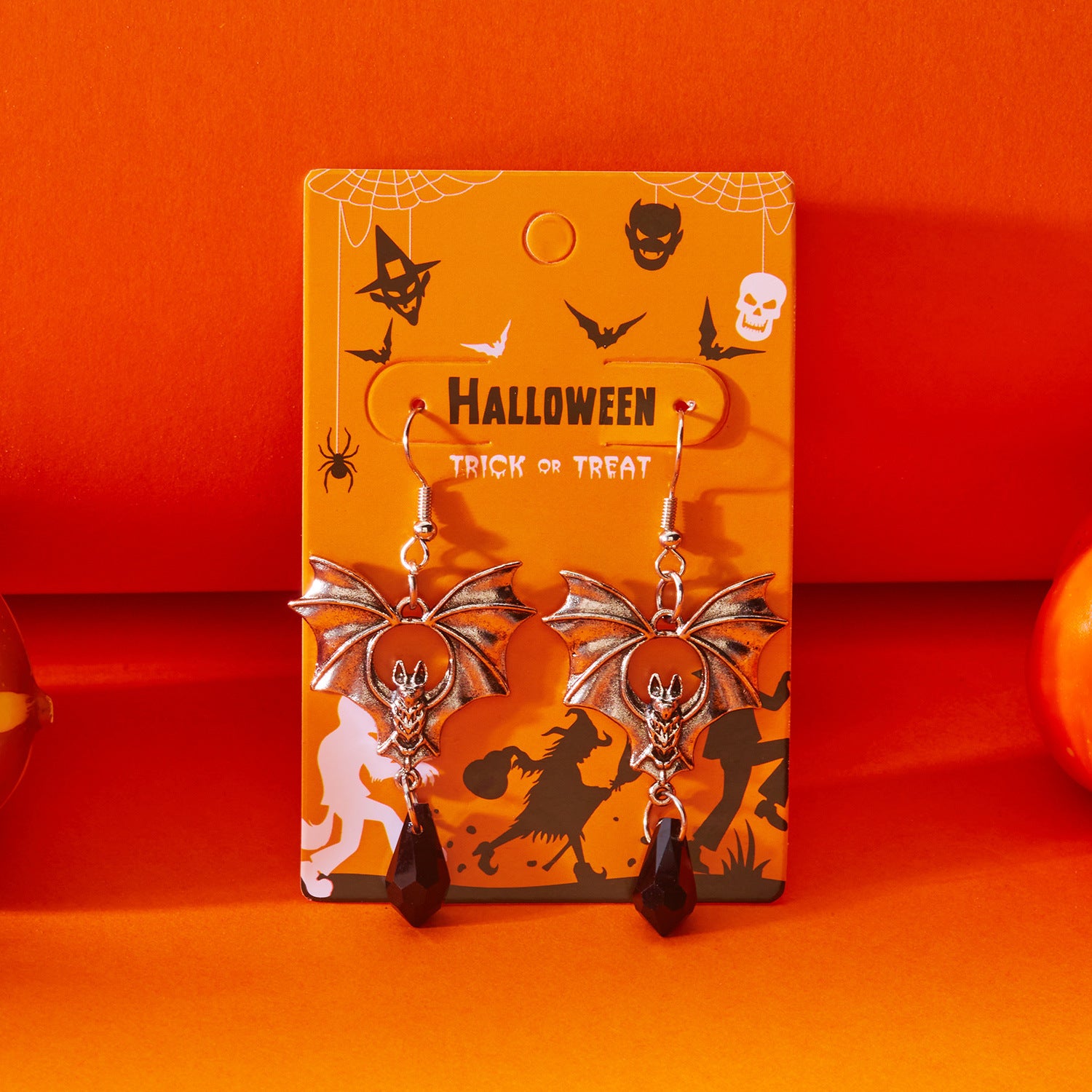 Wholesale Halloween Exaggerated Gothic Bat Earrings  Retro Earrings