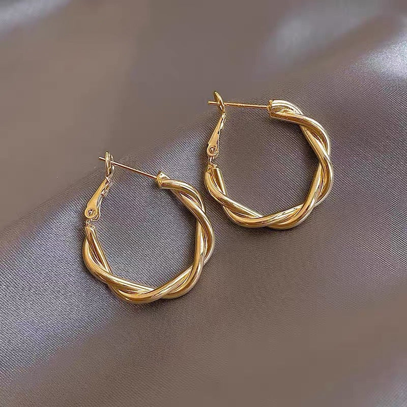 Wholesale 925 silver needle geometric twist earrings