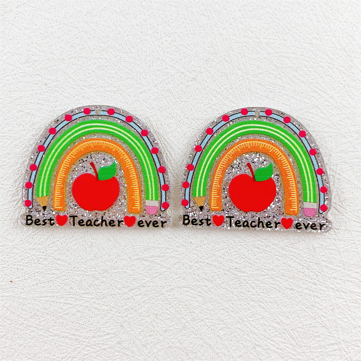 Wholesale 10pcs Acrylic Printing Color Pencil Books School Season Series Pendant