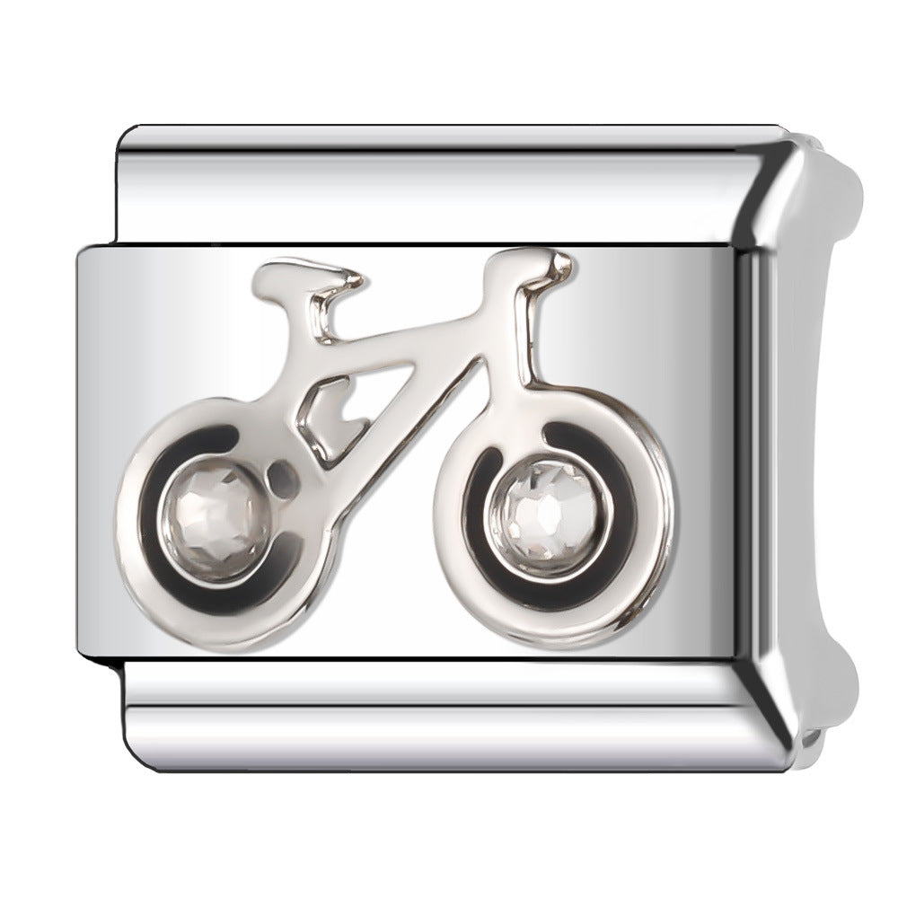 Bracelet de charme italien en gros de 9 mm Série d'avion à boule de bricolage Bracelet composable en acier inoxydable