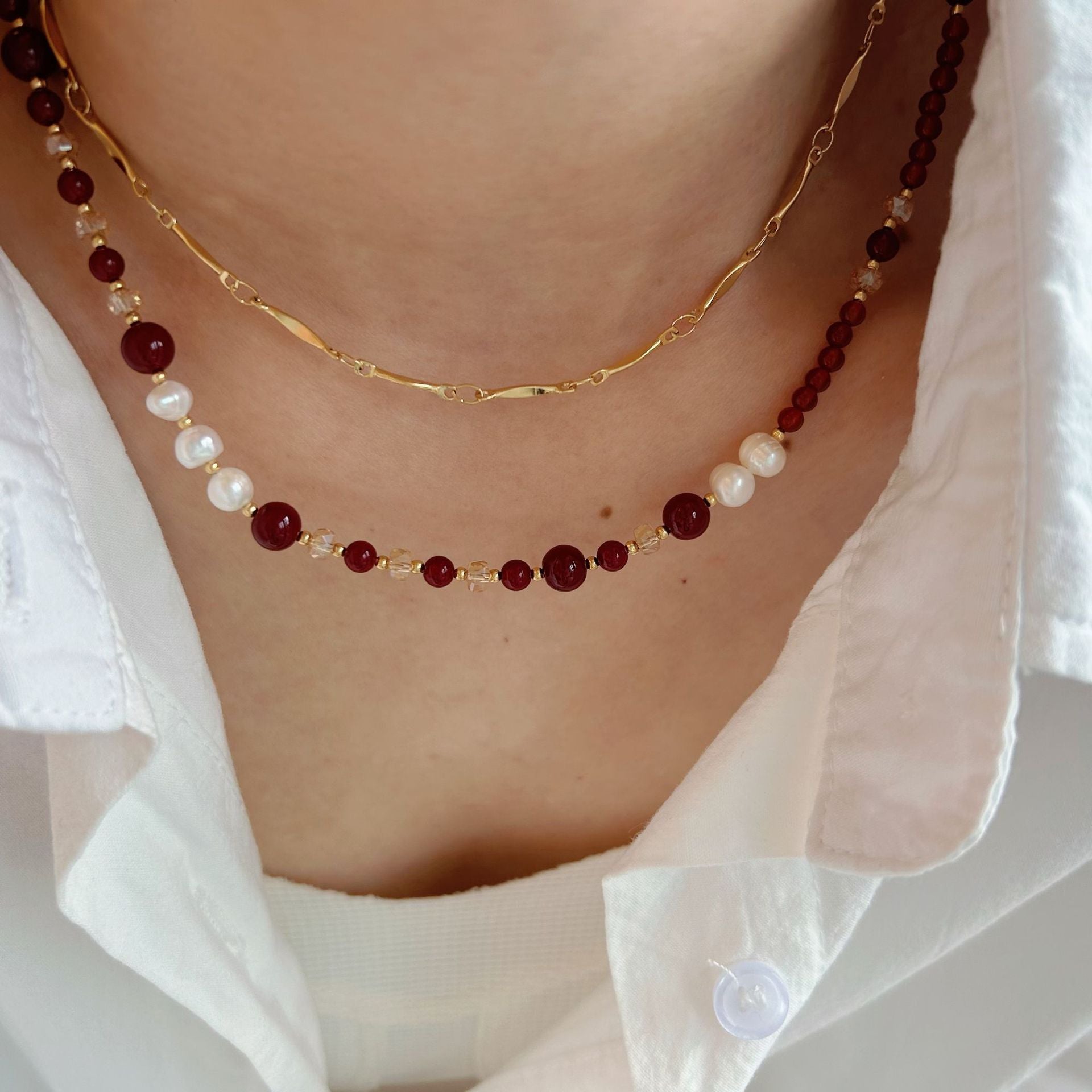 Wholesale Titanium Steel Natural Cut Sands Original Design Necklace