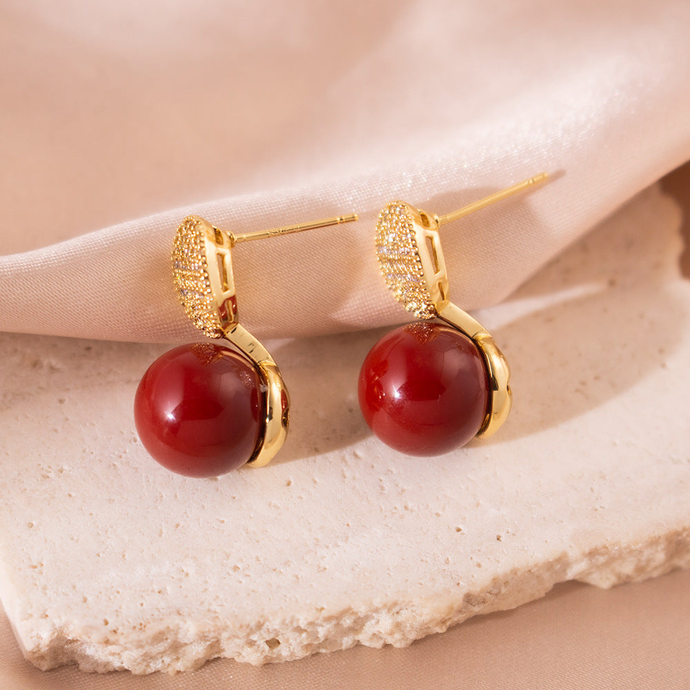 Wholesale Silver Needle Zircon Geometric Pearl Earrings