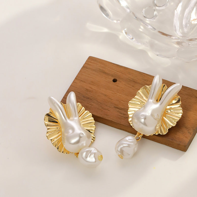 Wholesale Baroque Pearl Bunny Earrings