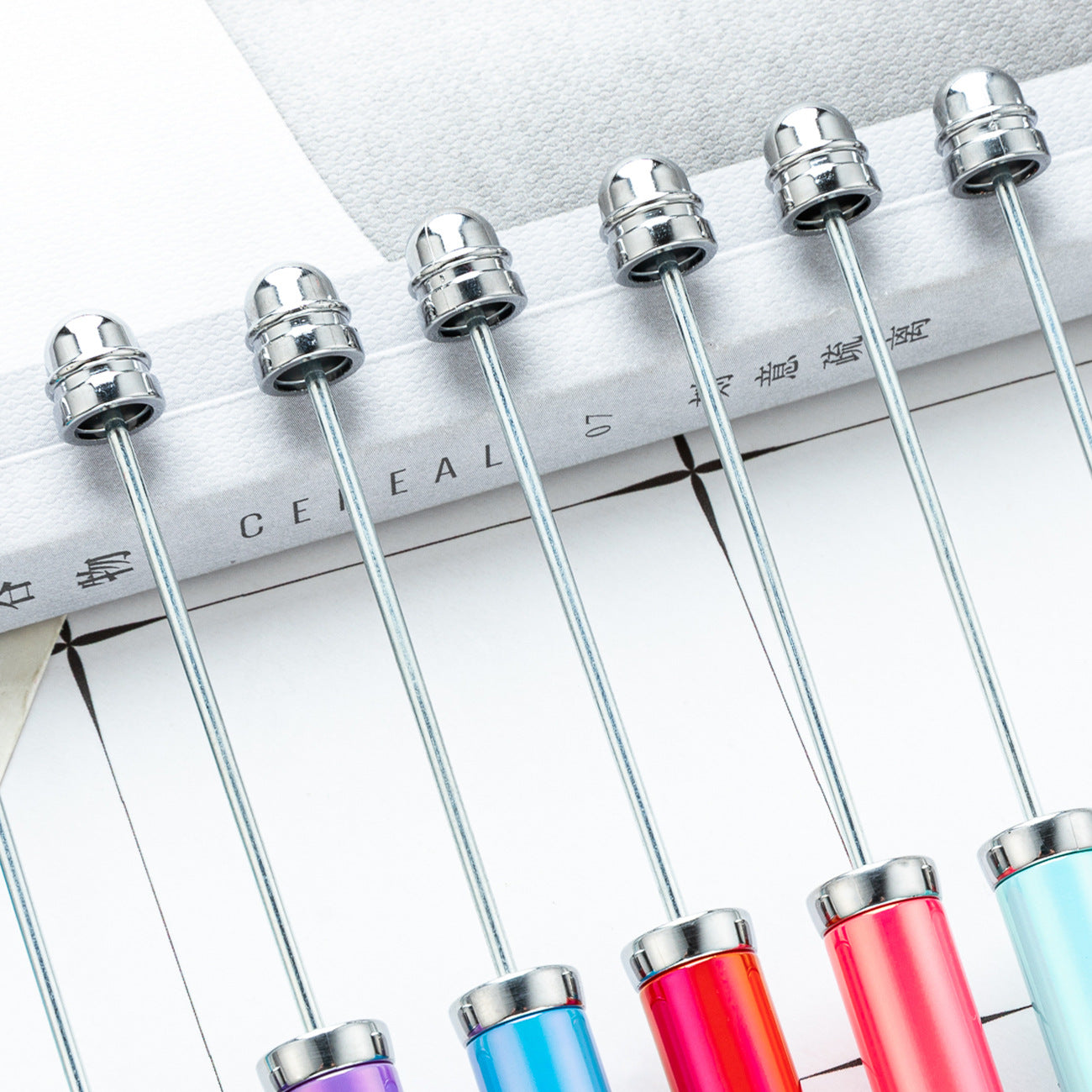 Wholesale Beadable Pens UV Electroplating Color Plastic DIY Beaded Pens Solid Color Pens