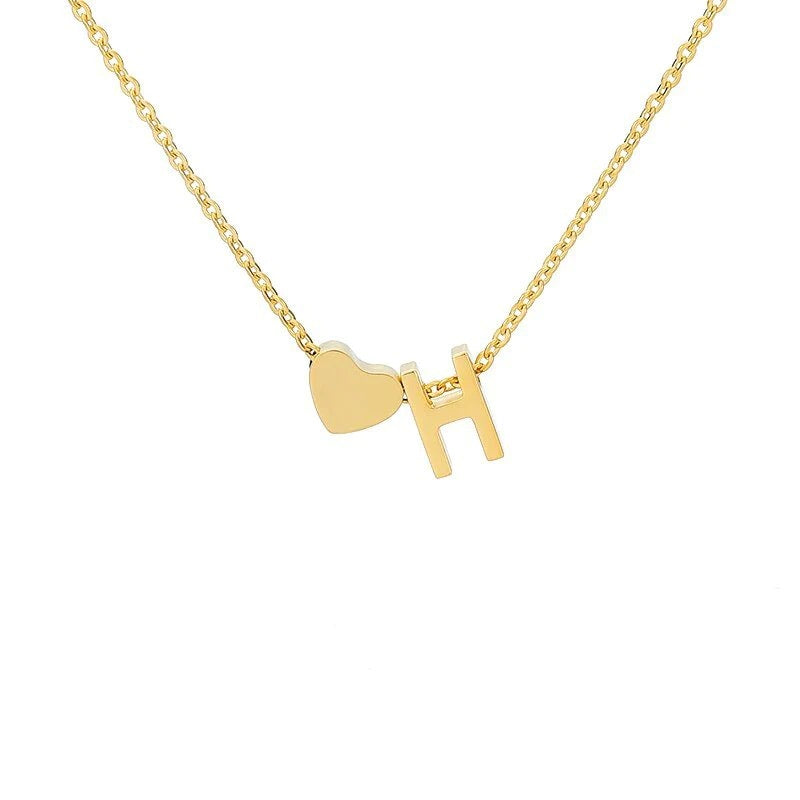 Wholesale Trendy Heart Letter Love Necklace Titanium Steel Gold Inlaid Fashion Jewelry Accessory