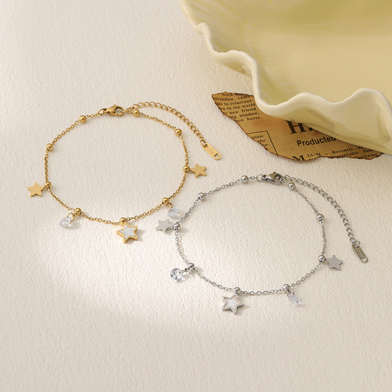 Wholesale Minimalist Five Pointed Star Titanium Steel Bracelet Fashion Jewelry Accessory for Women
