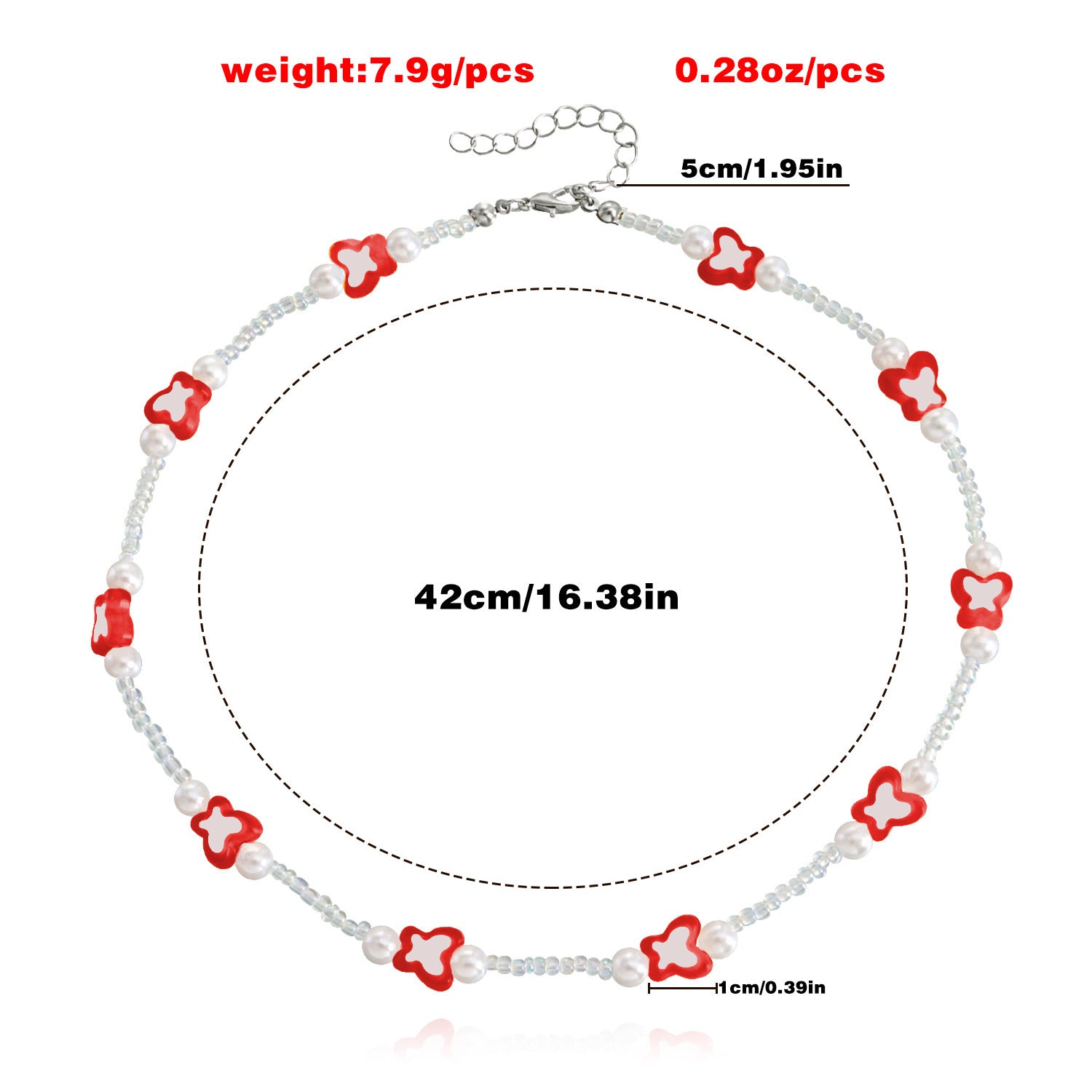 Wholesale Mini Color Butterfly Clear-cut Rice Bead  Necklaces