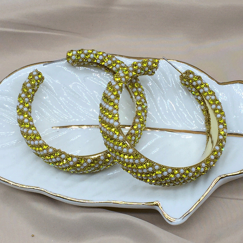 Wholesale Light Luxury Colored Glass Rice Bead Earrings ACC-ES-KangD004