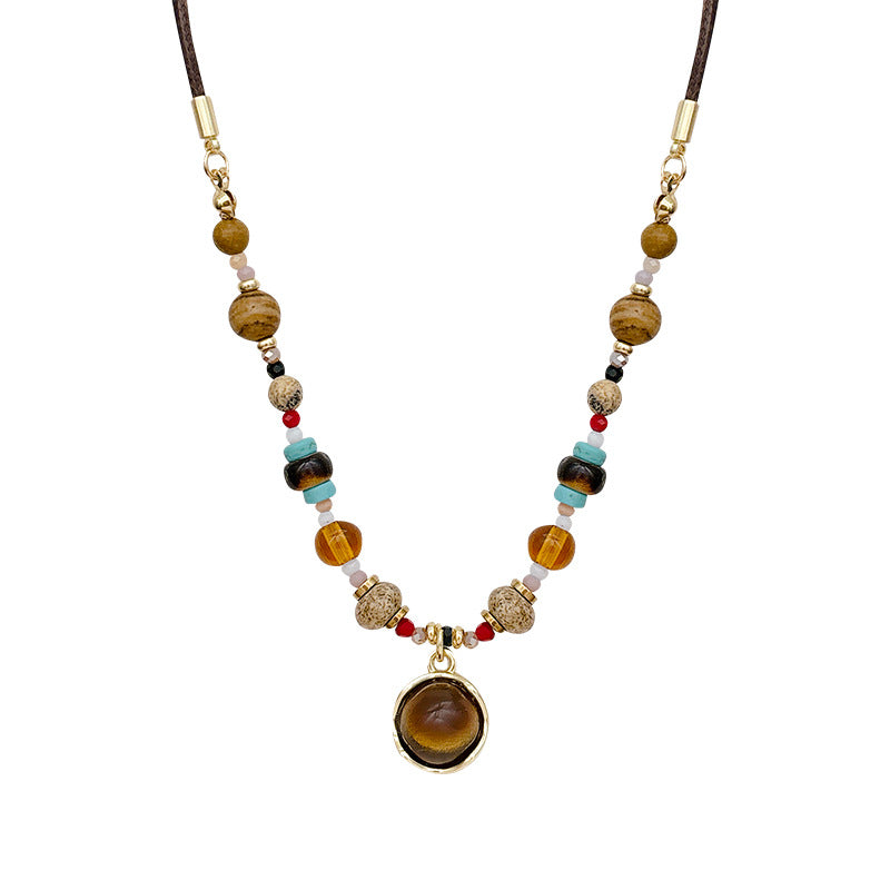 Wholesale Alloy Tiger Eye Stone Geometric Pendant Necklace,  Fashion Accessory for Women,  Gift Resale Jewelry