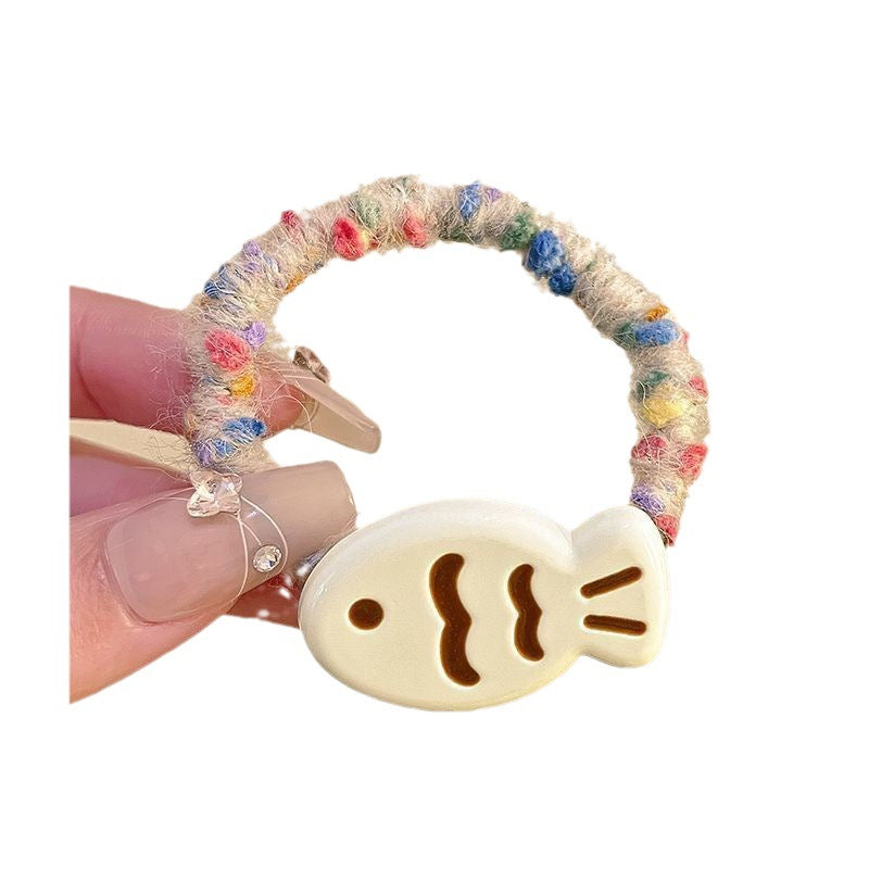 Wholesale  Small Fish Cat Wool Hair Rope Scrunchies