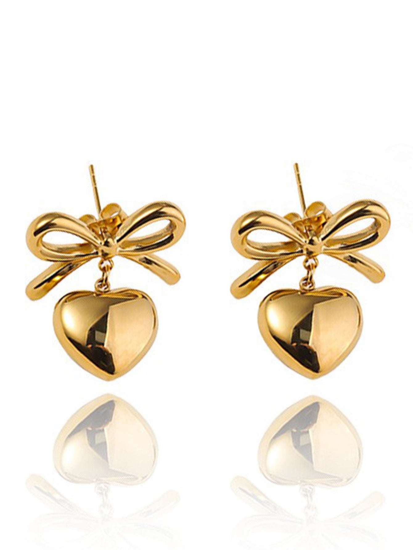 Wholesale Love Mirror Tassel Stainless Steel Earrings