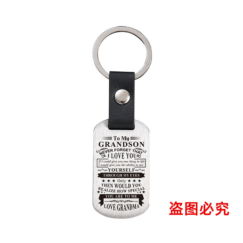 Wholesale Family Gifts Grandchildren Metal Leather Keychains ACC-KC-GangGu025