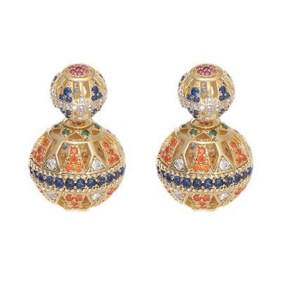 Wholesale light luxury double-sided hollow-out front and rear ball earrings