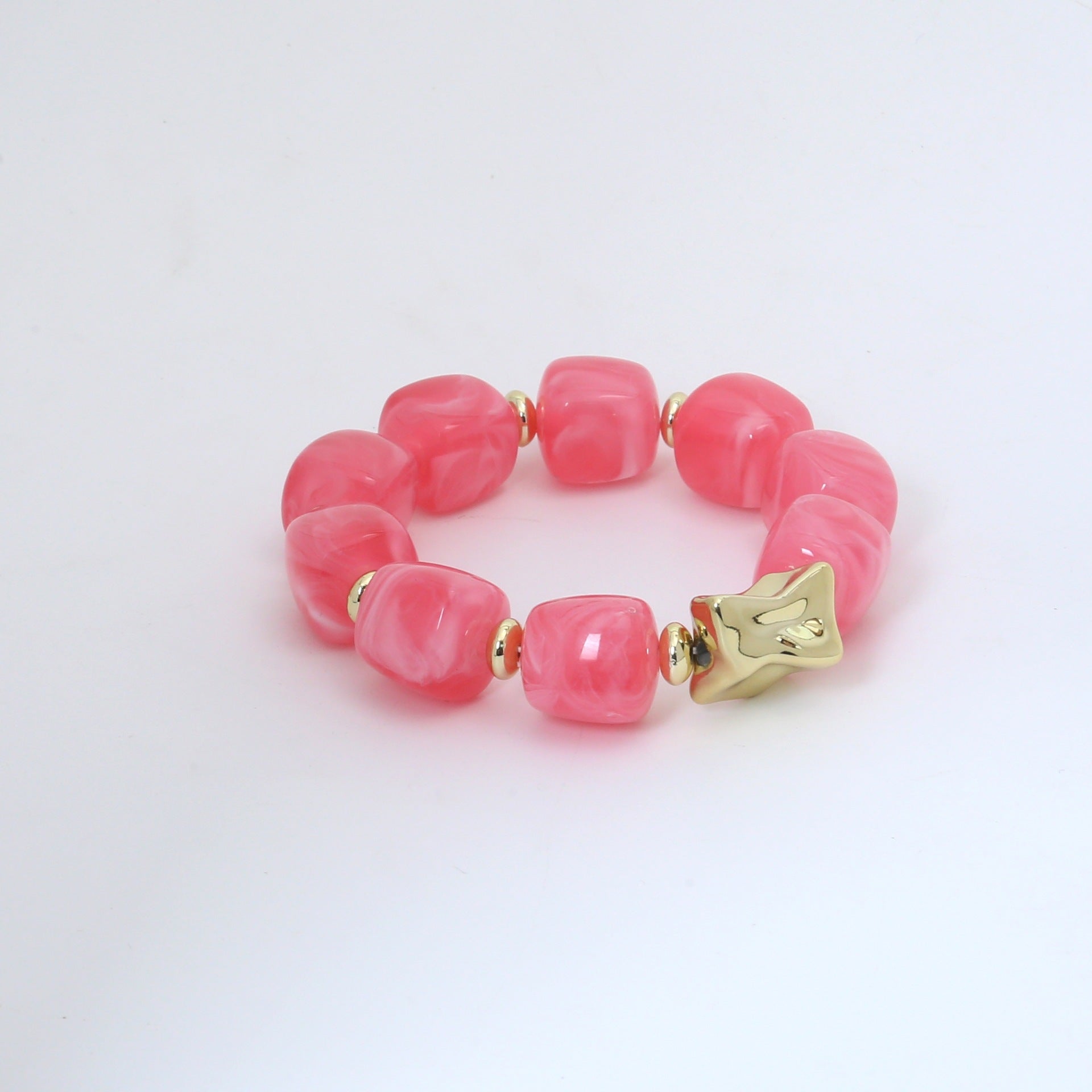 Wholesale Modern Chinese Style Acrylic Beaded Bracelet Colorful Square Candy Beads Women S Fashion Jewelry Gift Everyday