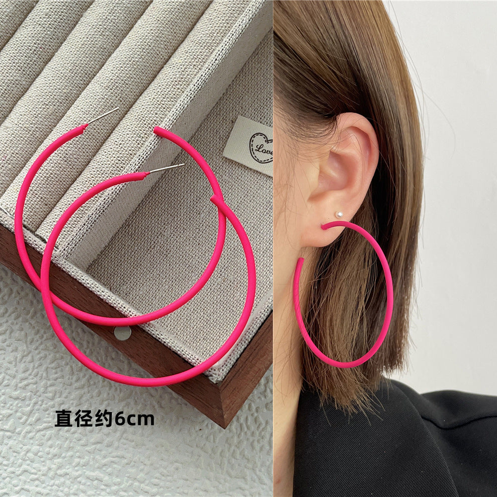 Wholesale Candy Color Geometric Square Circle C Shape Earrings