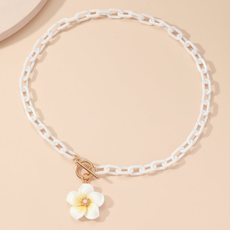 Wholesale Spring Flower Chain Acrylic Necklace ACC-NE-GL003