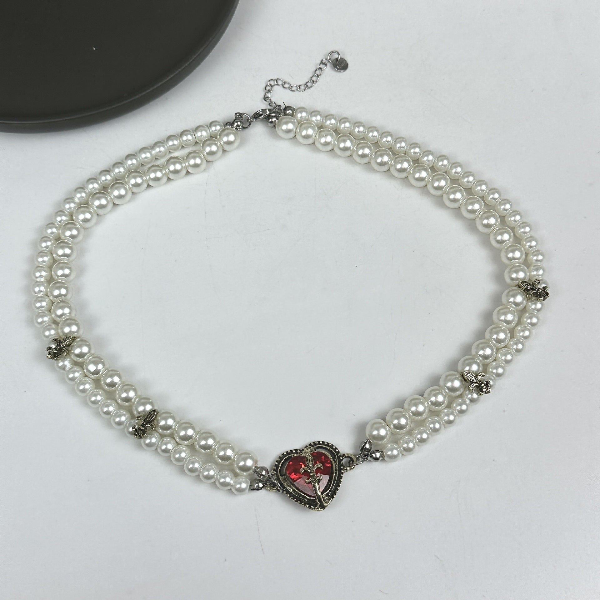 Wholesale Flower Drop Cross Pendant Multi-layer Stacked Pearl Clavicle Chain