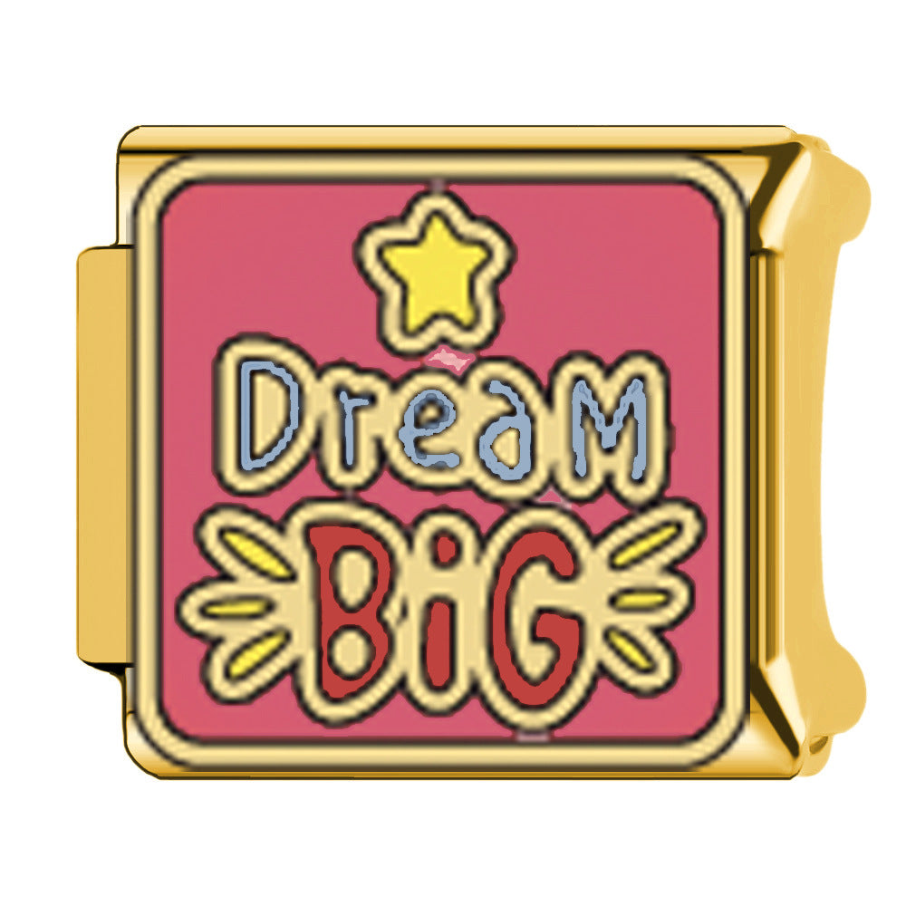 Wholesale  Italian Charm Bracelet 9mm DIY welding oil dripping Creative Stainless Steel Composable Bracelet