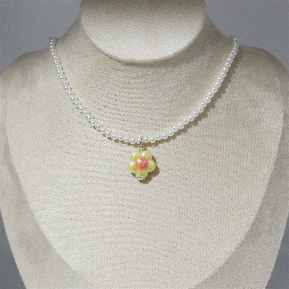 Wholesale  Flower Pearl Necklace  Clavicle Chain