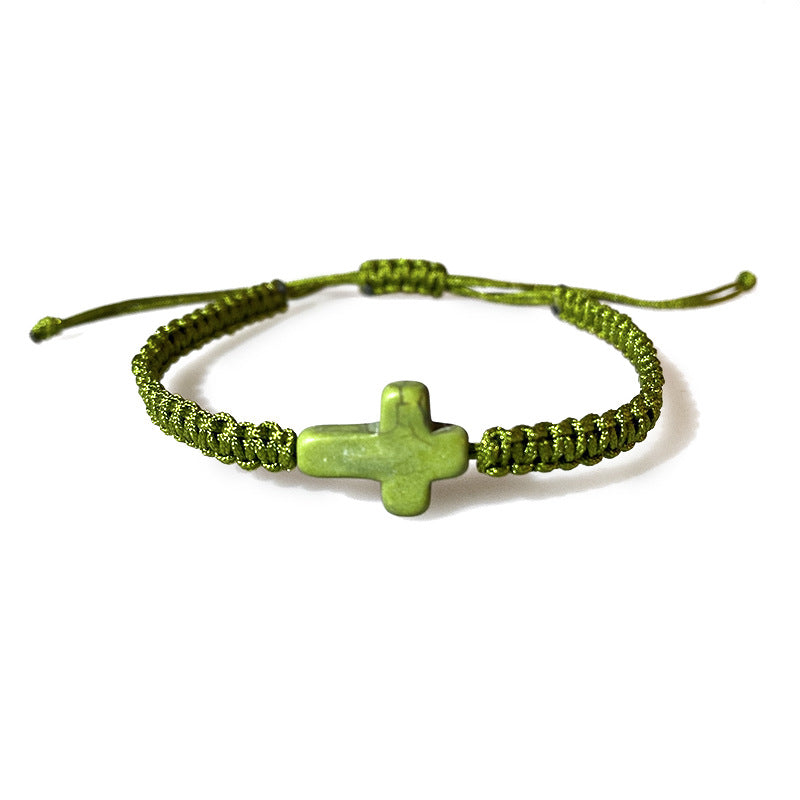 Wholesale Turquoise Cross Hand-woven Hand Rope Adjustable Bracelet
