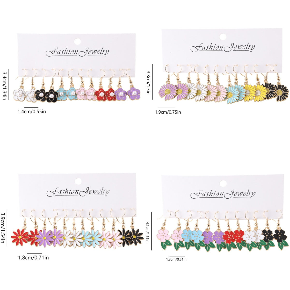 Wholesale Color Small Flower Oil Drop Pendant Earrings suit