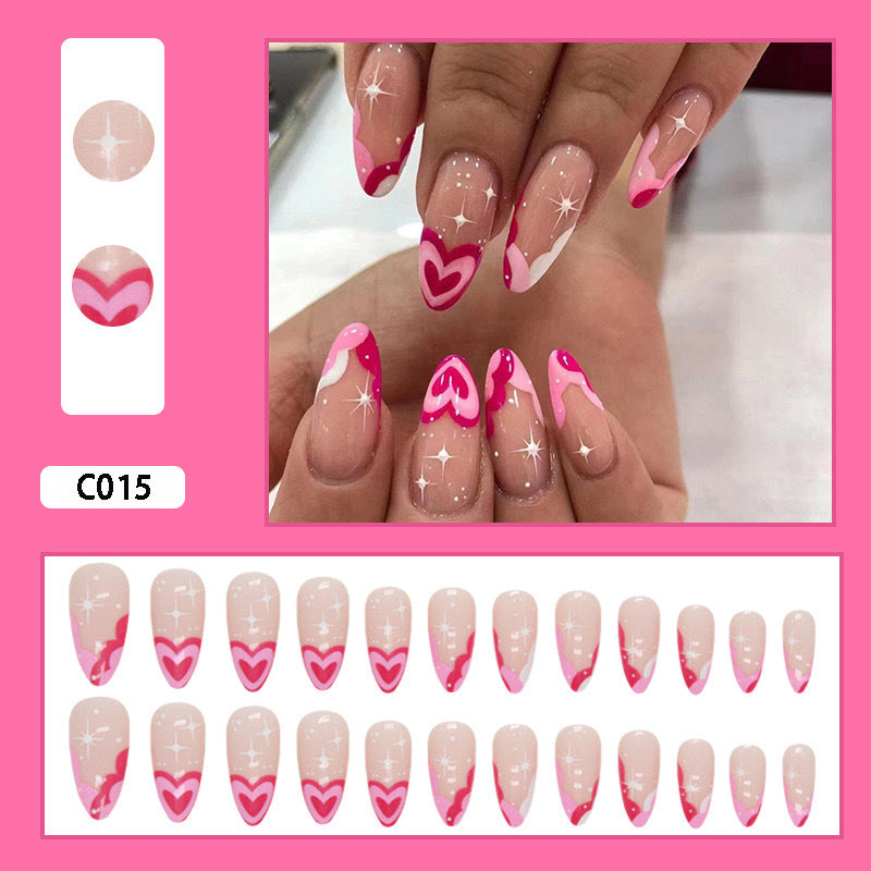 Wholesale 24 Pieces/box Nail Stickers  Love Ripple Manicure Press-on Nails Kits ACC-NS-GuaiXL010