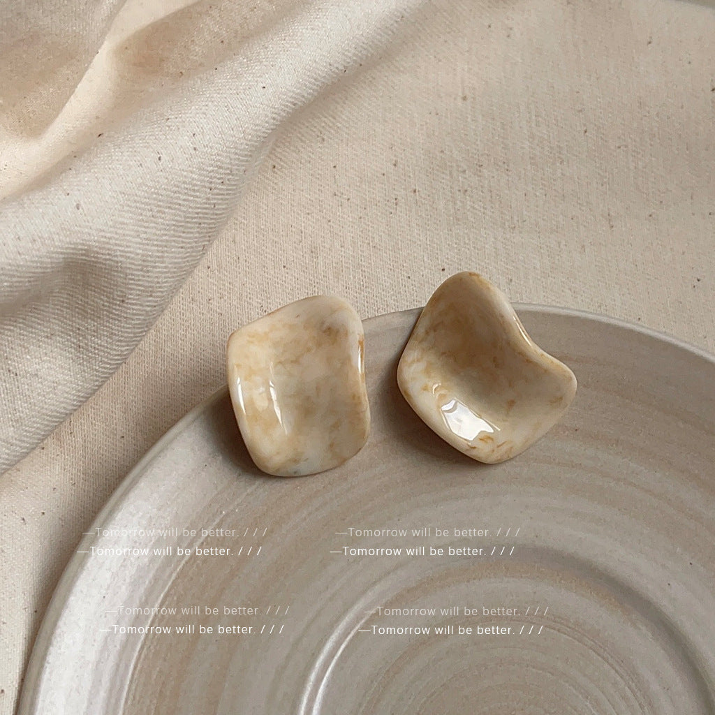 Wholesale Retro Coffee Color Earrings Geometric Blooming Acrylic Earrings ACC-ES-Eryu006