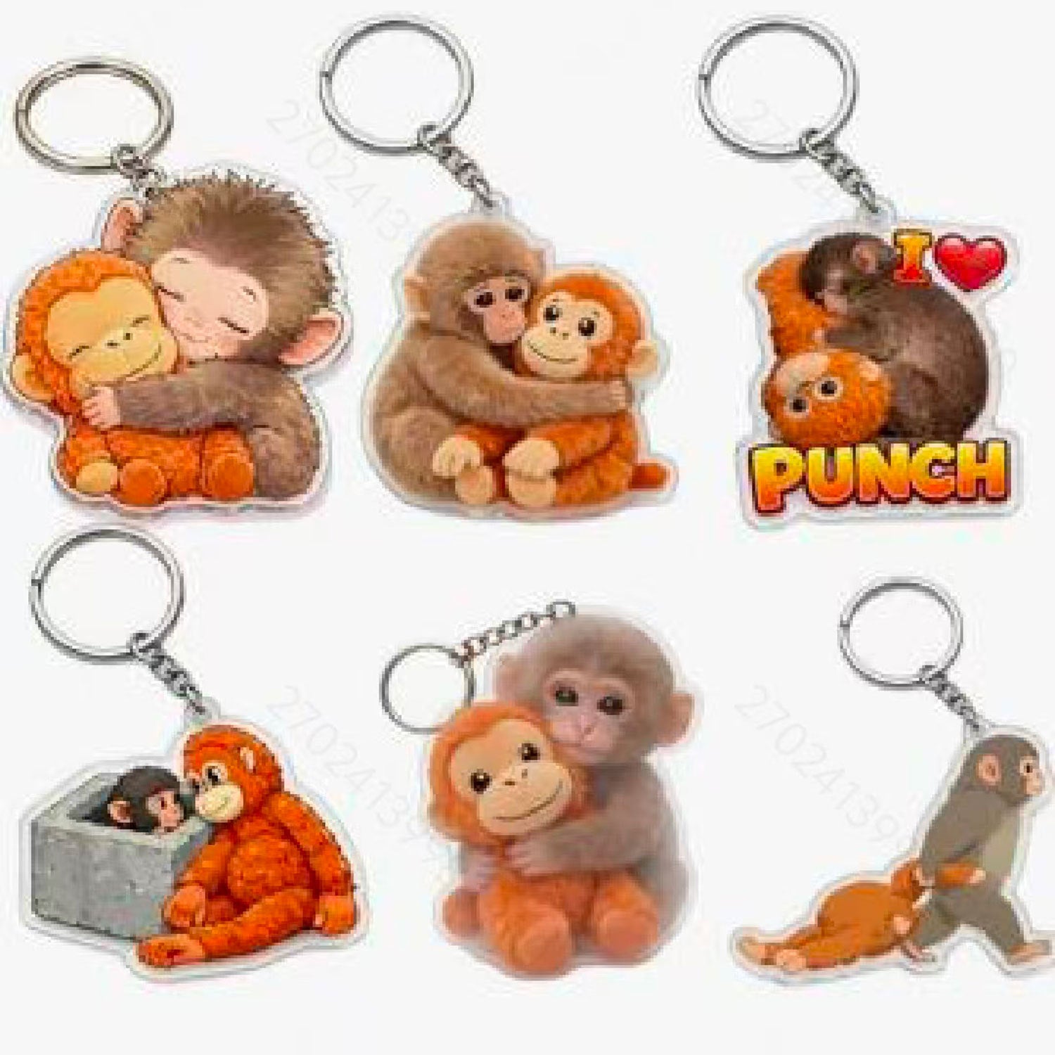 Wholesale Punch Monkey Baby Acrylic Keychain Western Style 2D Flat Pendant for Boutique Resale Bag Charm