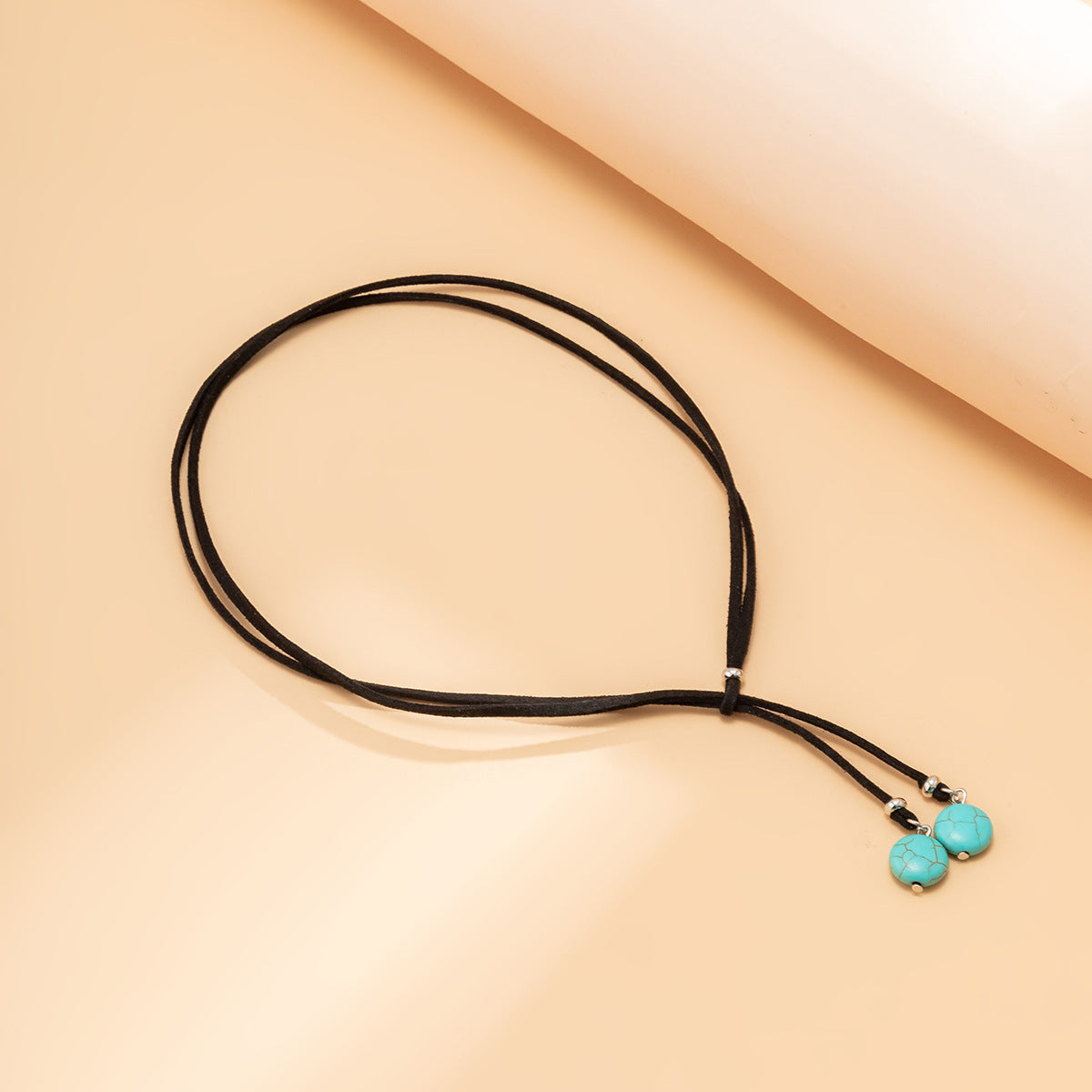 Wholesale Ethnic Geometric Double-Layer Turquoise Necklace Alloy Electroplated Fashion Accessory
