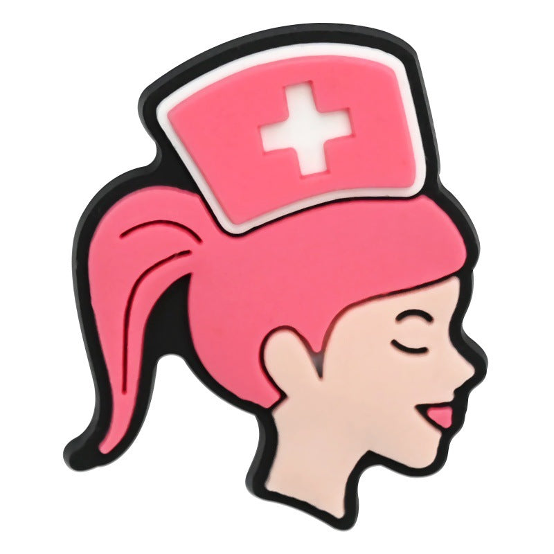 Wholesale Random 100pcs Nurses'  Day series  PVC Soft Rubber Shoe Buckle Decoration