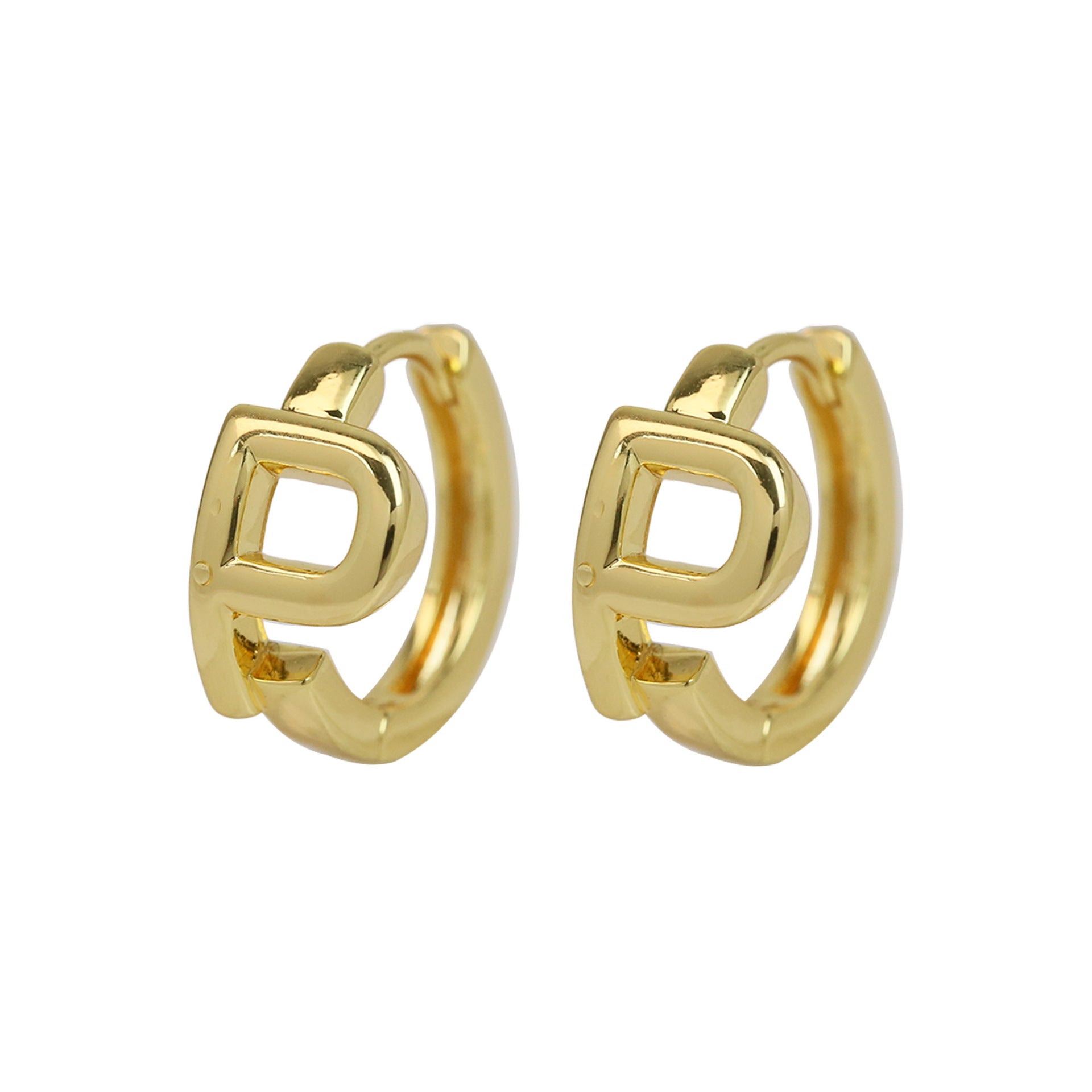 Wholesale 18k gold high-polished brass simple style 26 English letters earrings