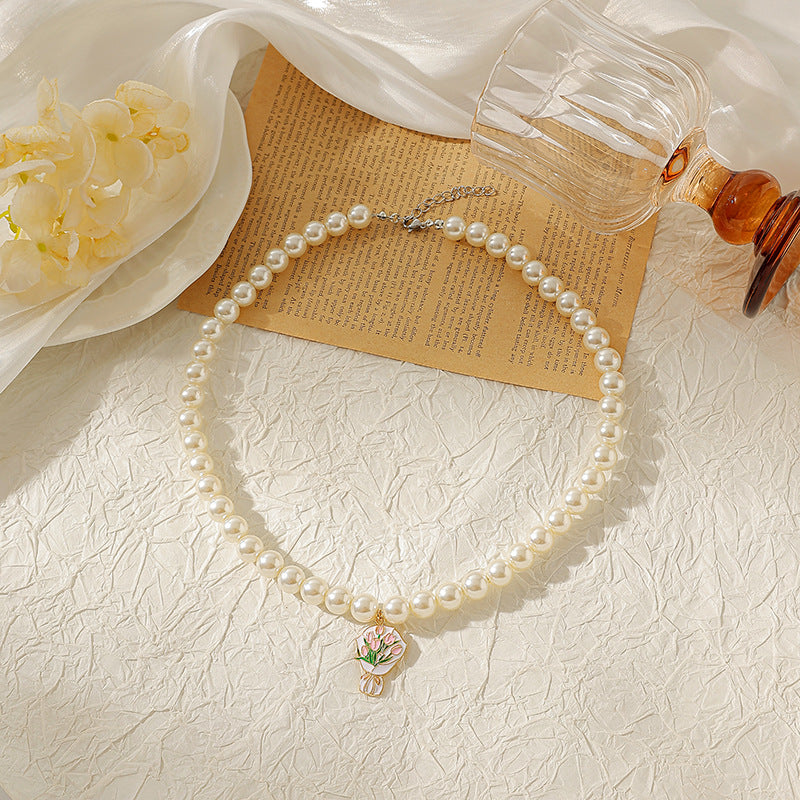 Wholesale Sunflower and Daisy Pollen Pearl Necklace