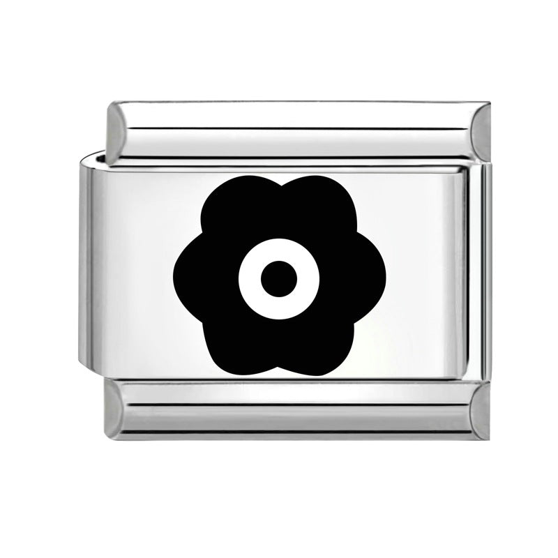 Wholesale  Italian Charm Bracelet 9mm DIY Splicing Removable Black and White Series Stainless Steel Composable Bracelet