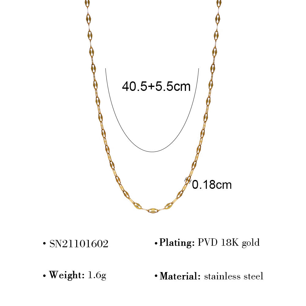 Wholesale Titanium Steel 18K plain chain necklace women O-chain clavicle chain accessories