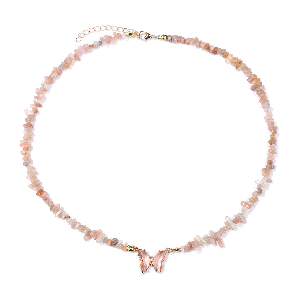 Wholesale Agate Bead Necklace with Artificial Crystal Pendant,  Geometric Handmade Jewelry Accessory for Women Everyday Wear