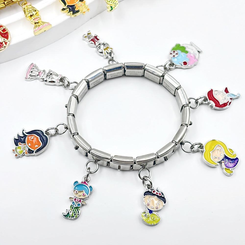 Wholesale Italian Charm Bracelet 9mm DIY Single Hook    Creative Stainless Steel Composable Bracelet