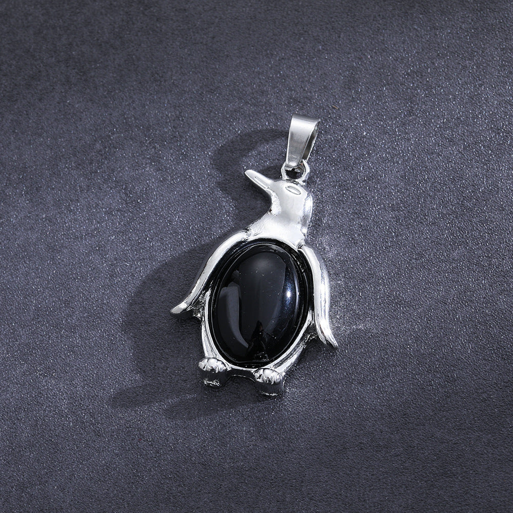 Wholesale  Natural Stone Amethyst Pendant Single Pointy Hexagonal Column Necklace