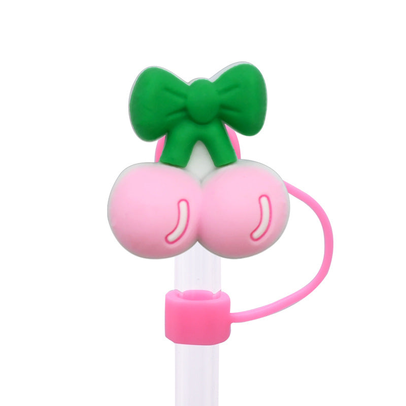 Wholesale Random 100pcs Multicolor Cherry Straw Cover 10MM Straw Tube Cap