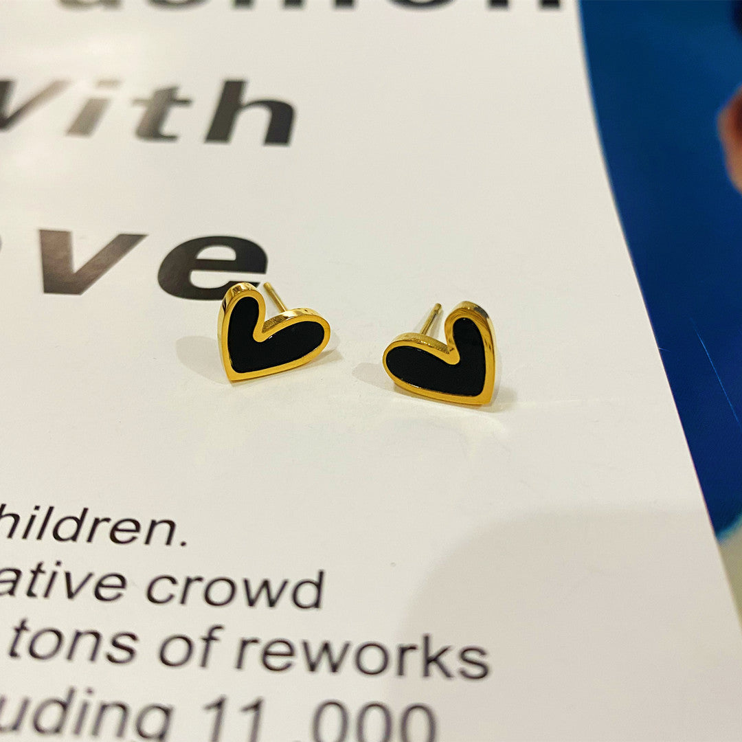 Wholesale Titanium Steel Four-leaf Clover Heart Earrings ACCVIP-ES-YZXW003