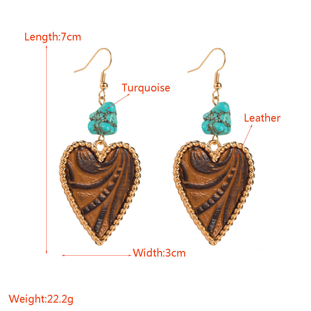 Wholesale Turquoise Western style Alloy  Heart Earrings
