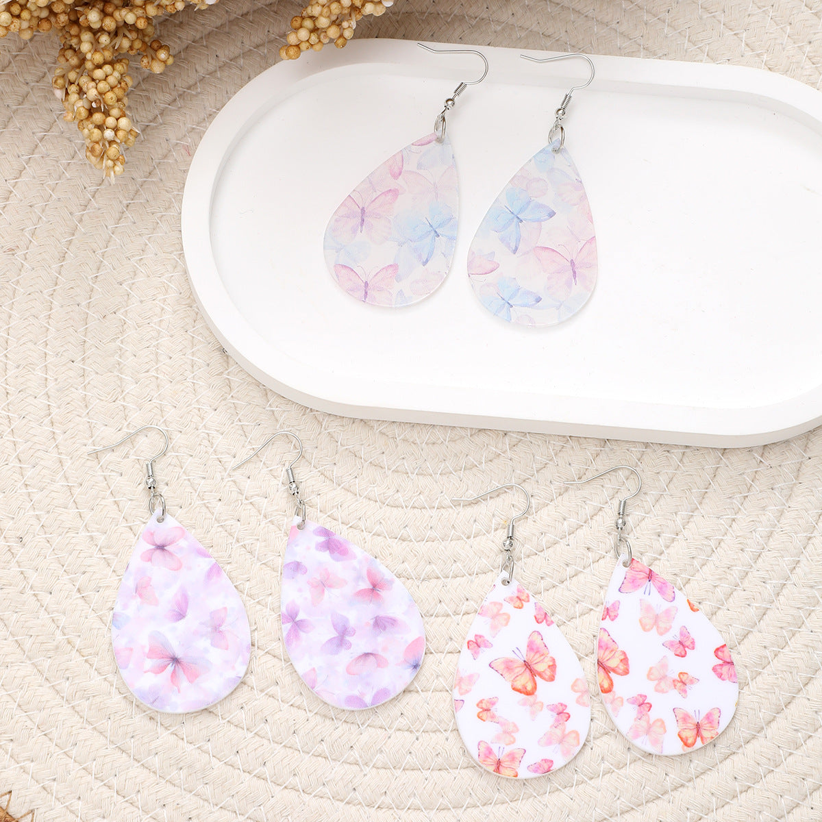 Wholesale Water Drop Acrylic Earrings Butterfly Earrings